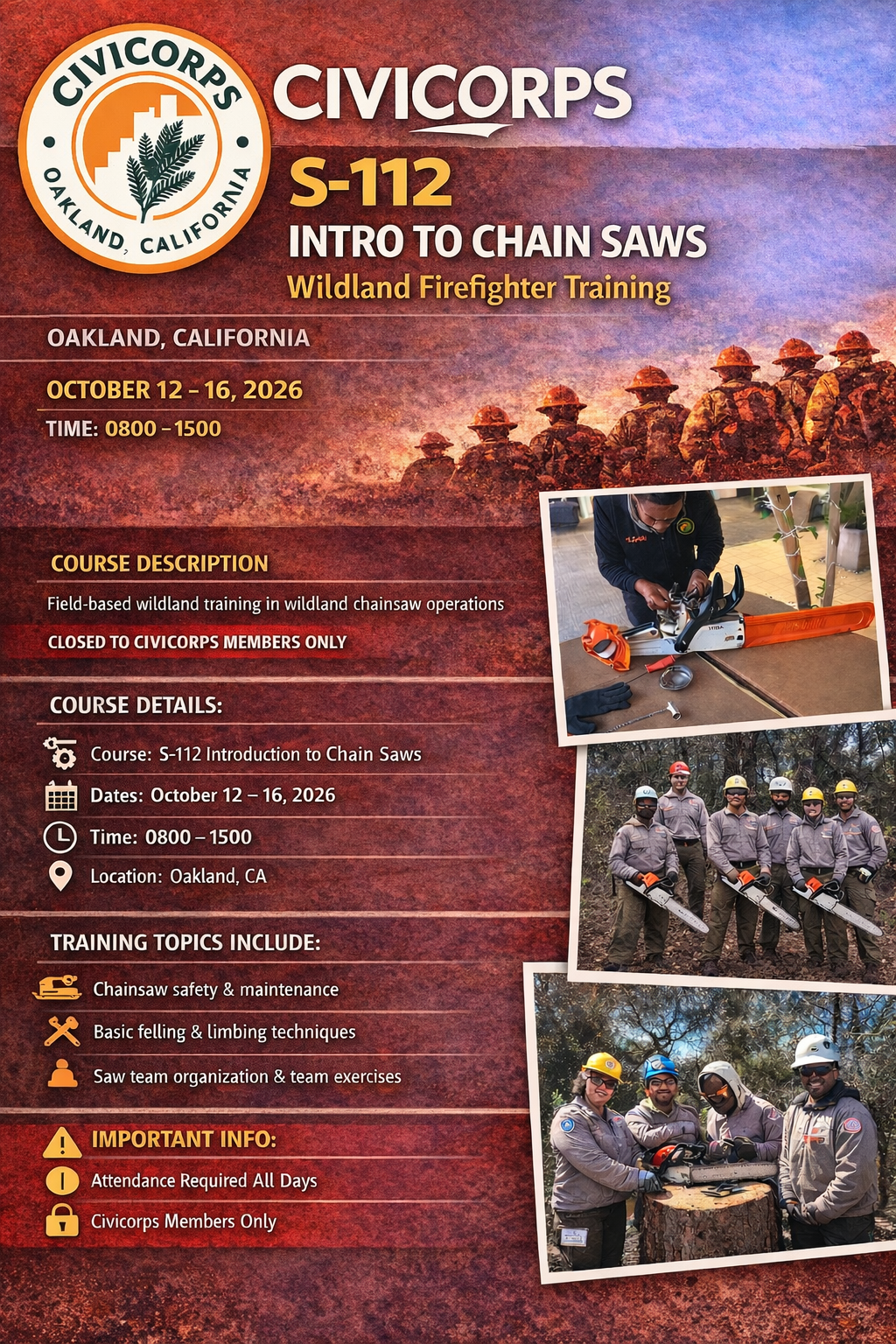 S-112 Introduction to Chainsaw Operations - Civicorps
